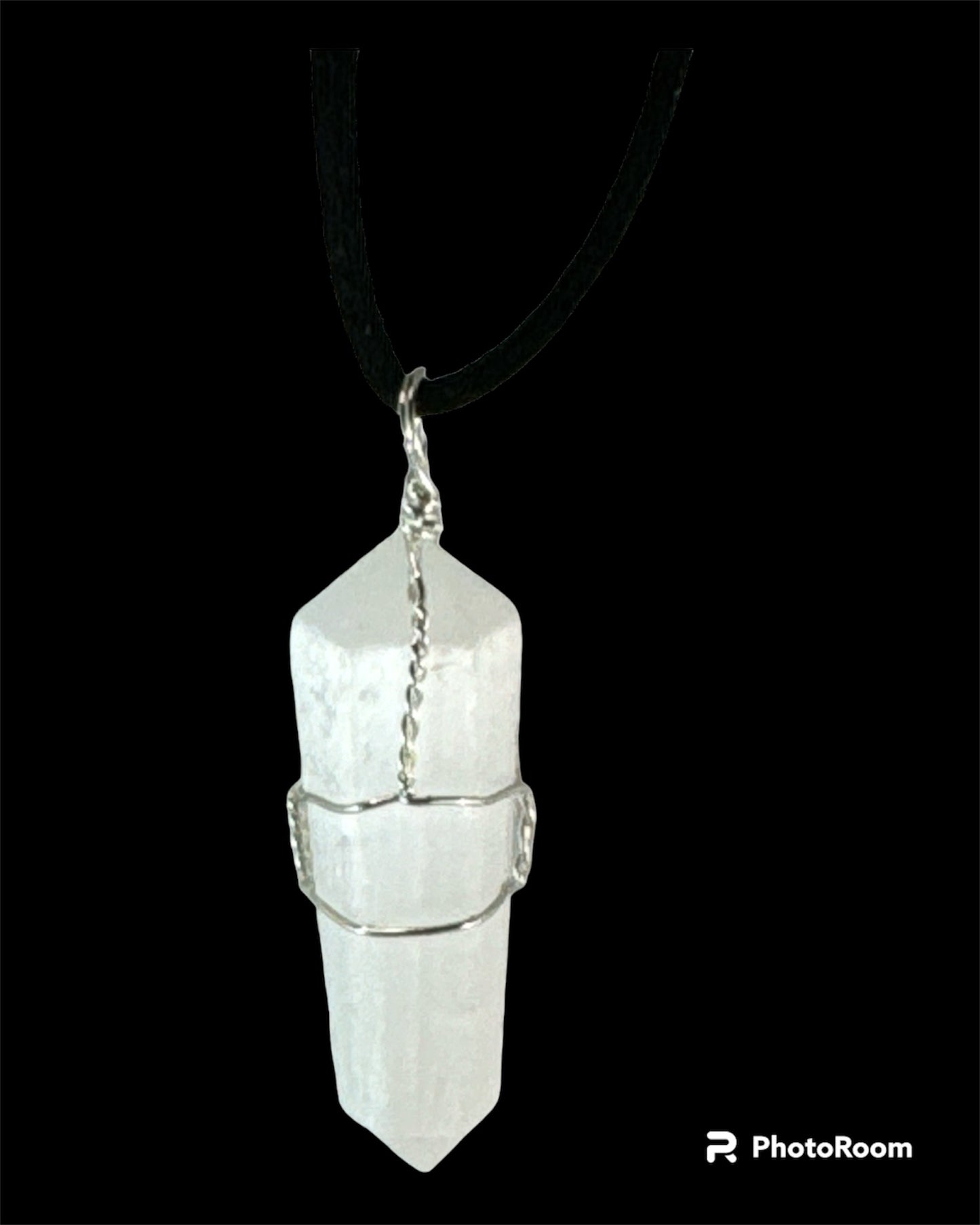 Selenite pendant (double terminated vertical point)