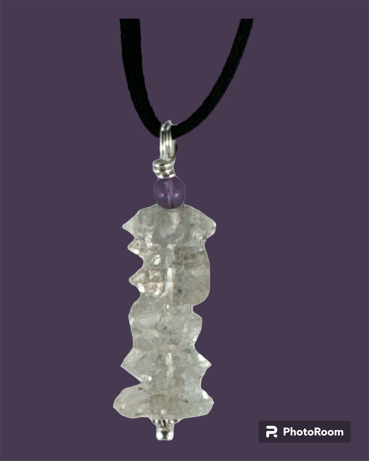 Herkimer Diamond pendant (paired with Amethyst)