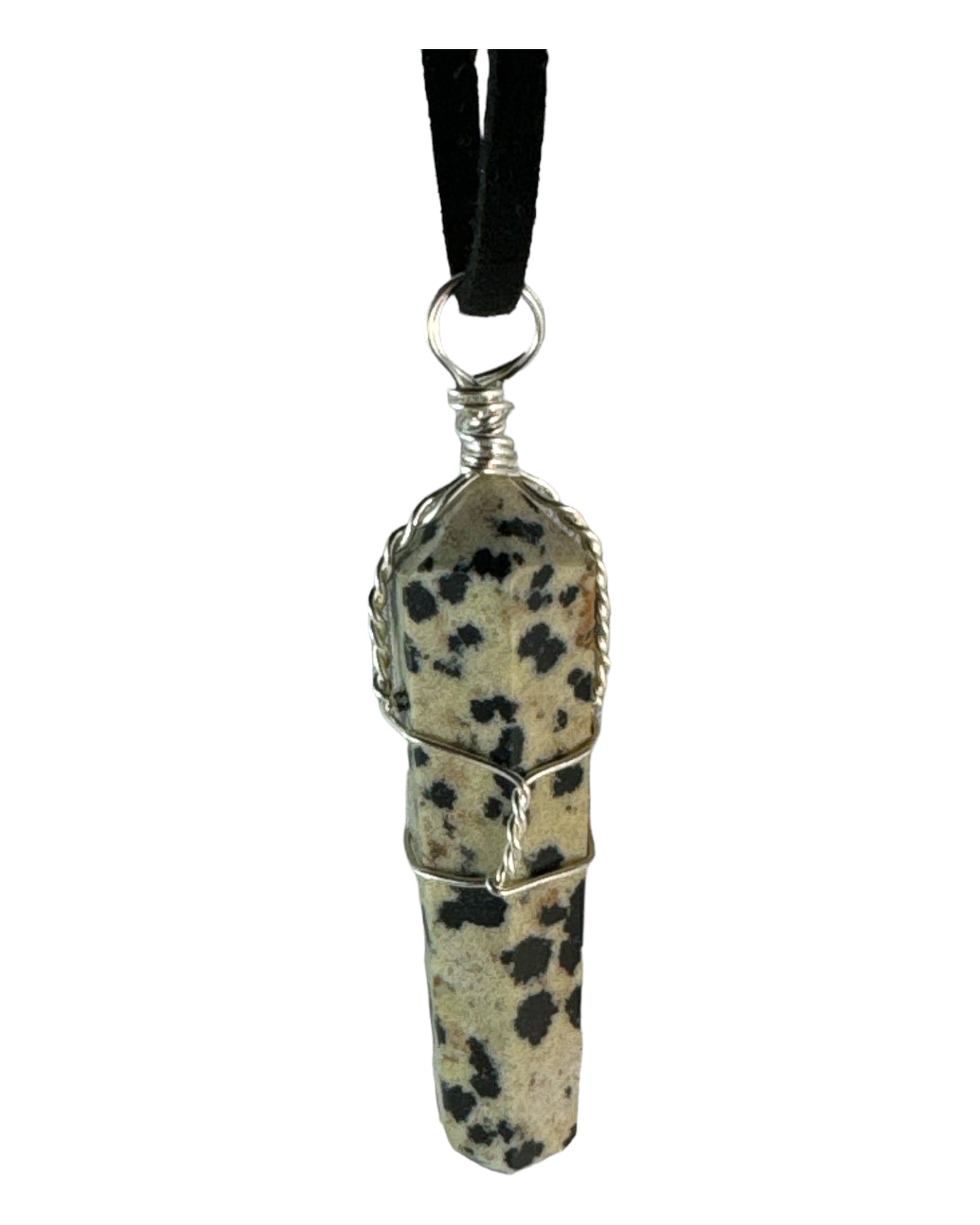 Dalmation Jasper Pendant (double terminated vertical drop point)