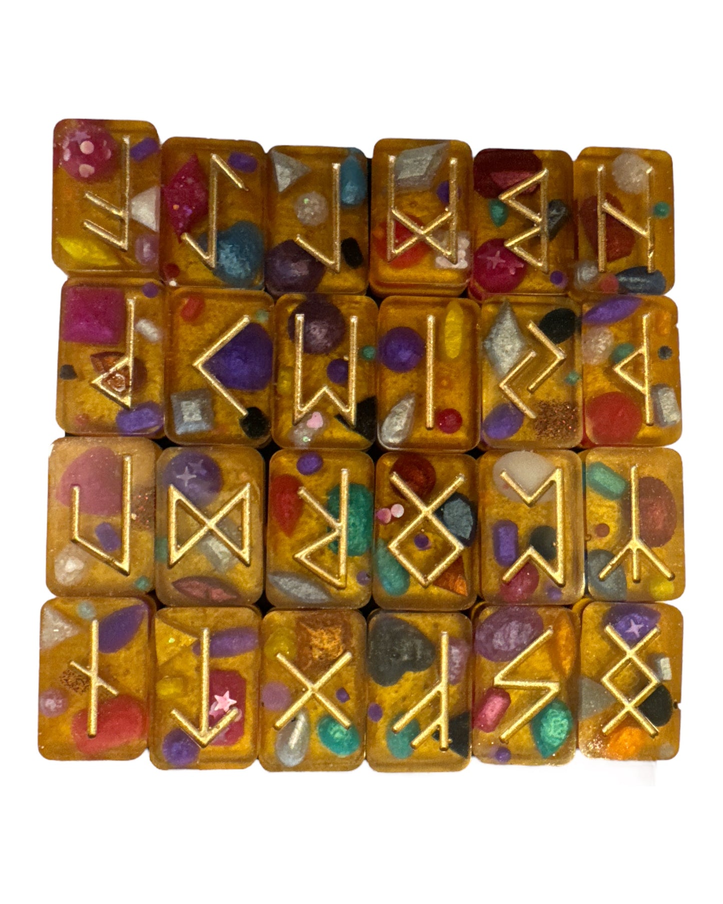 Elder Futhark or Celtic Runes (colourful gold on gold)